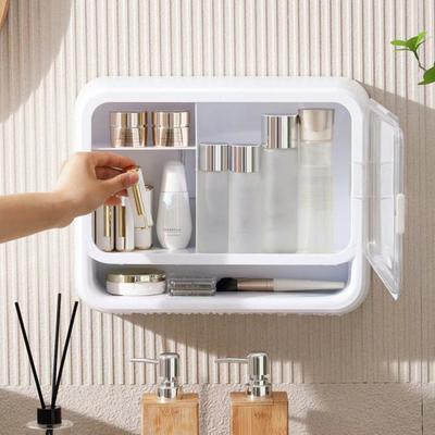 Cosmetics Storage Box Wall Mounted Cosmetic Storage Box, Covered Dust-proof Storage Rack, Large Capacity Home Storage Rack