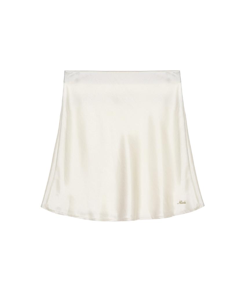 Nigaennikol Satin Flare Midi Skirt_Ivory