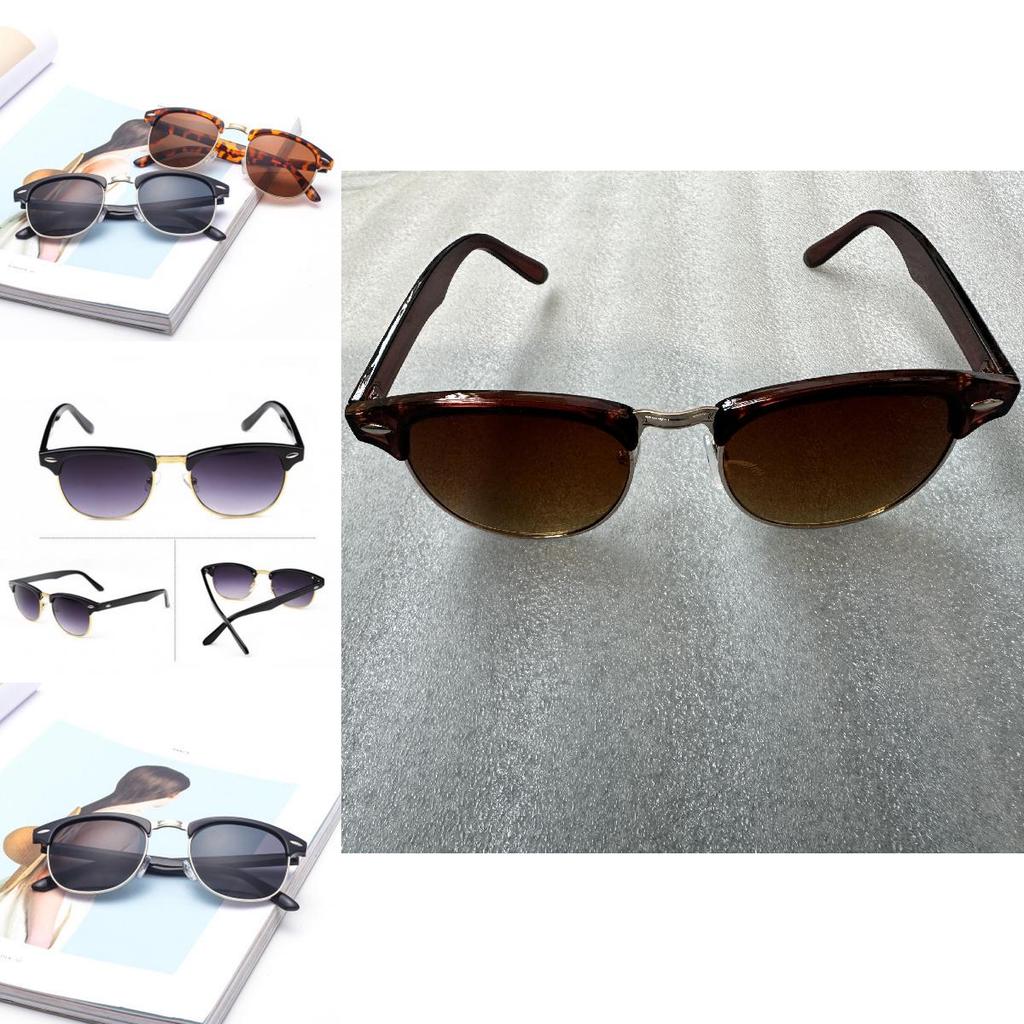 Protection Uv400 Sunglasses Half Frame For Outdoor Activities Retro Lightweight