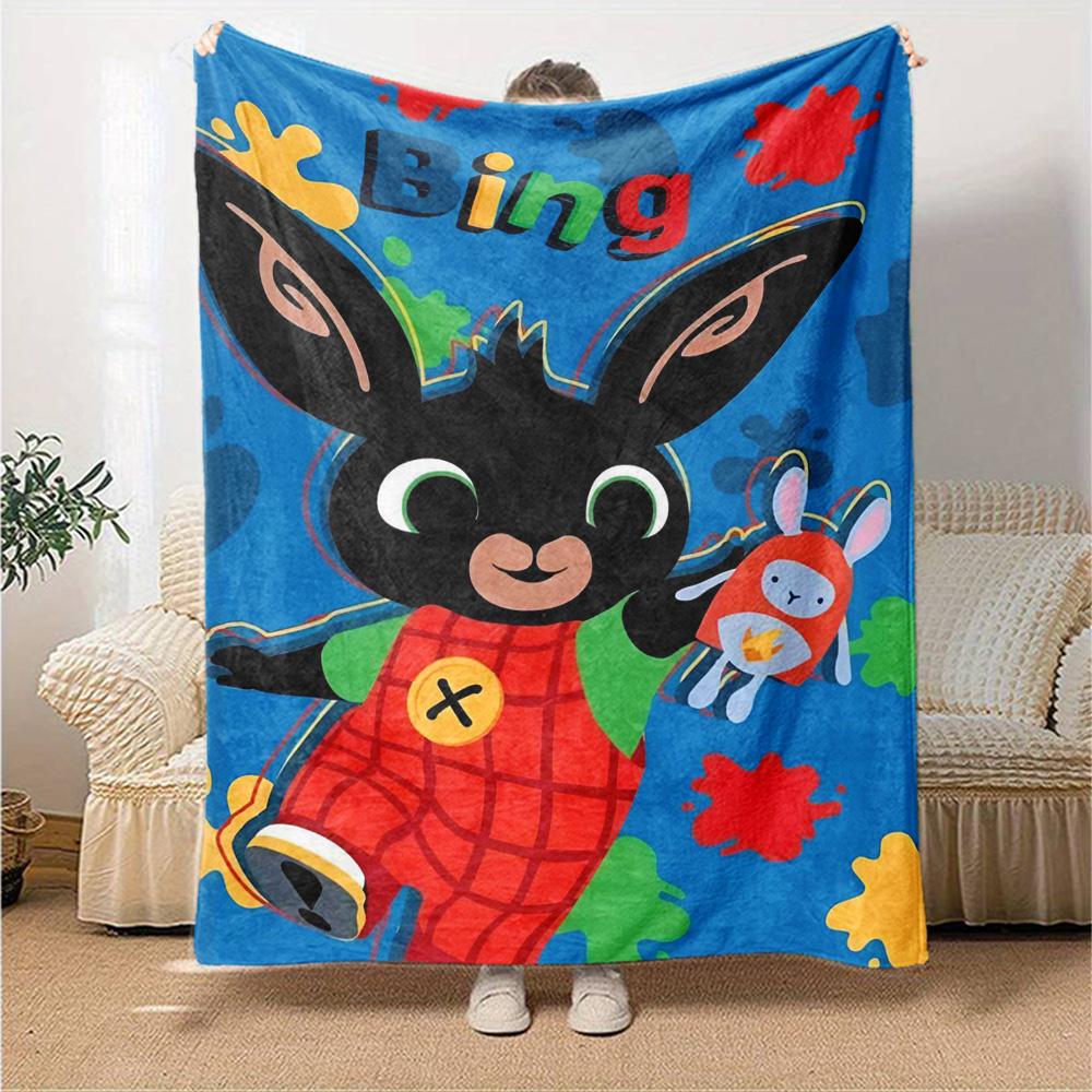 Bing Cartoon Print Flannel Blanket High Quality Warm Comfortable Cover for All Seasons Perfect for Gifts Home Decor