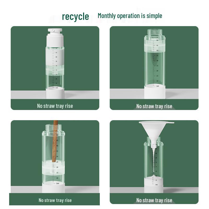 Portable Cosmetic Refill Bottles: 15ml, 30ml, 50ml Vacuum Press with Scale for Lotion and Spray