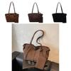 Minimalist Urban Style Pu Tote Bag Withsolid Color Suede Design For Work And Leisure