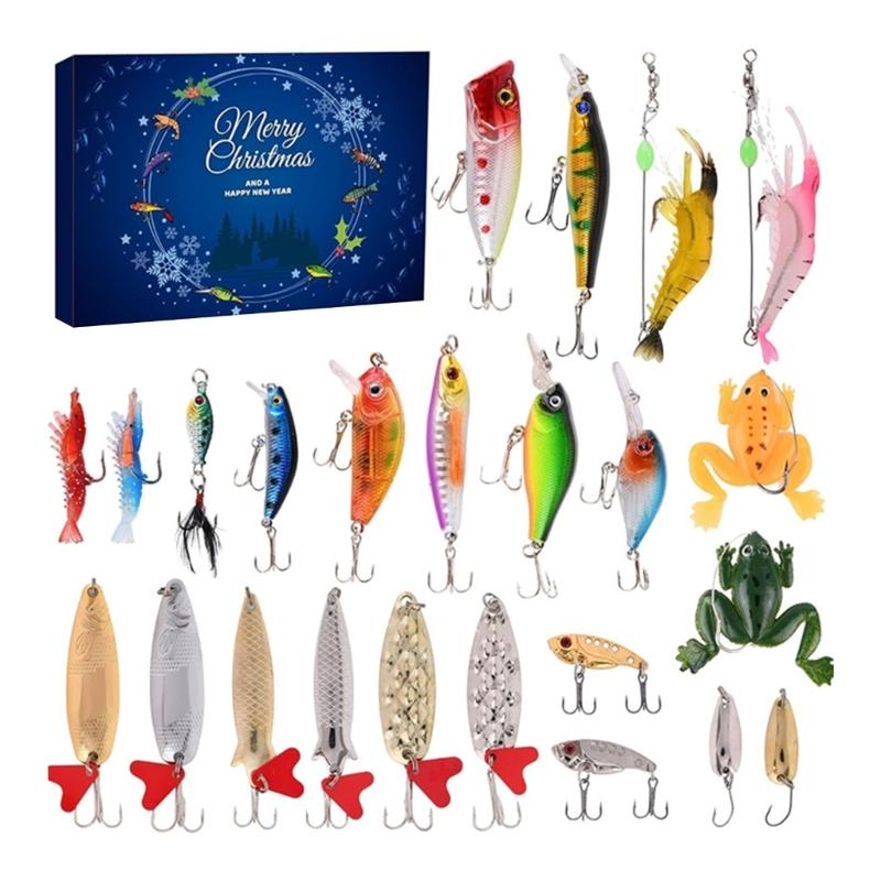 Fishing Tackle Advent Calendar Blind Box Fishing Lures Set Tackle Box with Fishing Accessories for Fishing Enthusiasts 1