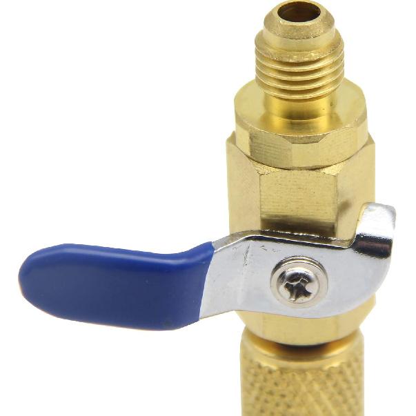 Brass Straight Shut-Off Valve Air Conditioner Ball Valve Adapter 1/4In SAE, for Refrigerant R22 R12 R410a Charging Hoses HVAC Tools And Equipment