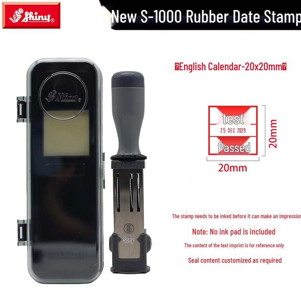 Adjustable Date & Custom Name Rubber Stamp - Shiny Dial, Personalized & Handmade Engraving