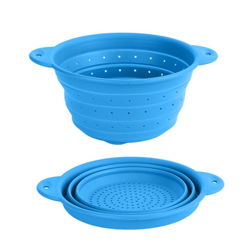 Folding Silicone Drain Basket Fruit Vegetable Washing Basket Foldable Strainer Colander Collapsible Drainer Kitchen