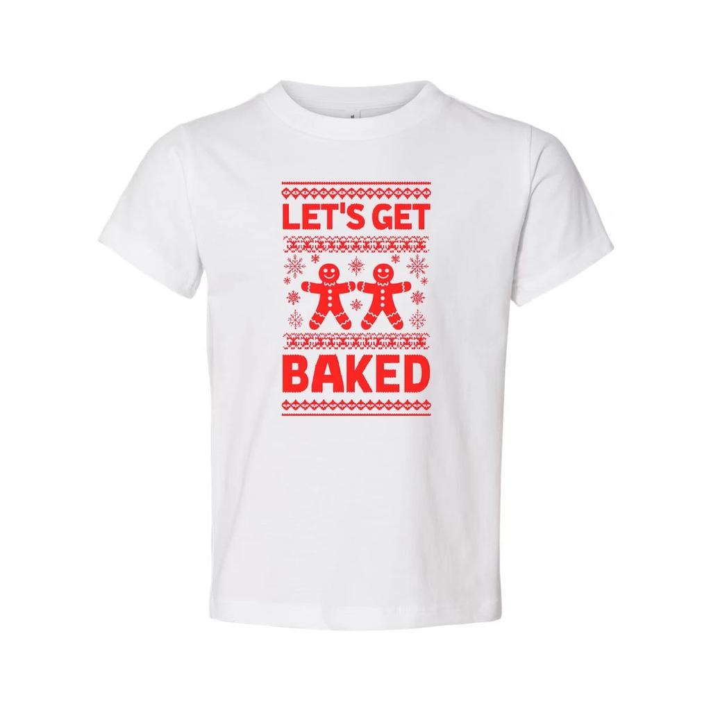 Let's Get Baked Christmas Unisex T Shirt With Gingerbread Figures Festive Graphi