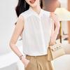 Silk shirt women's summer new sleeveless solid color inner with fungus edge mulberry silk bottoming top