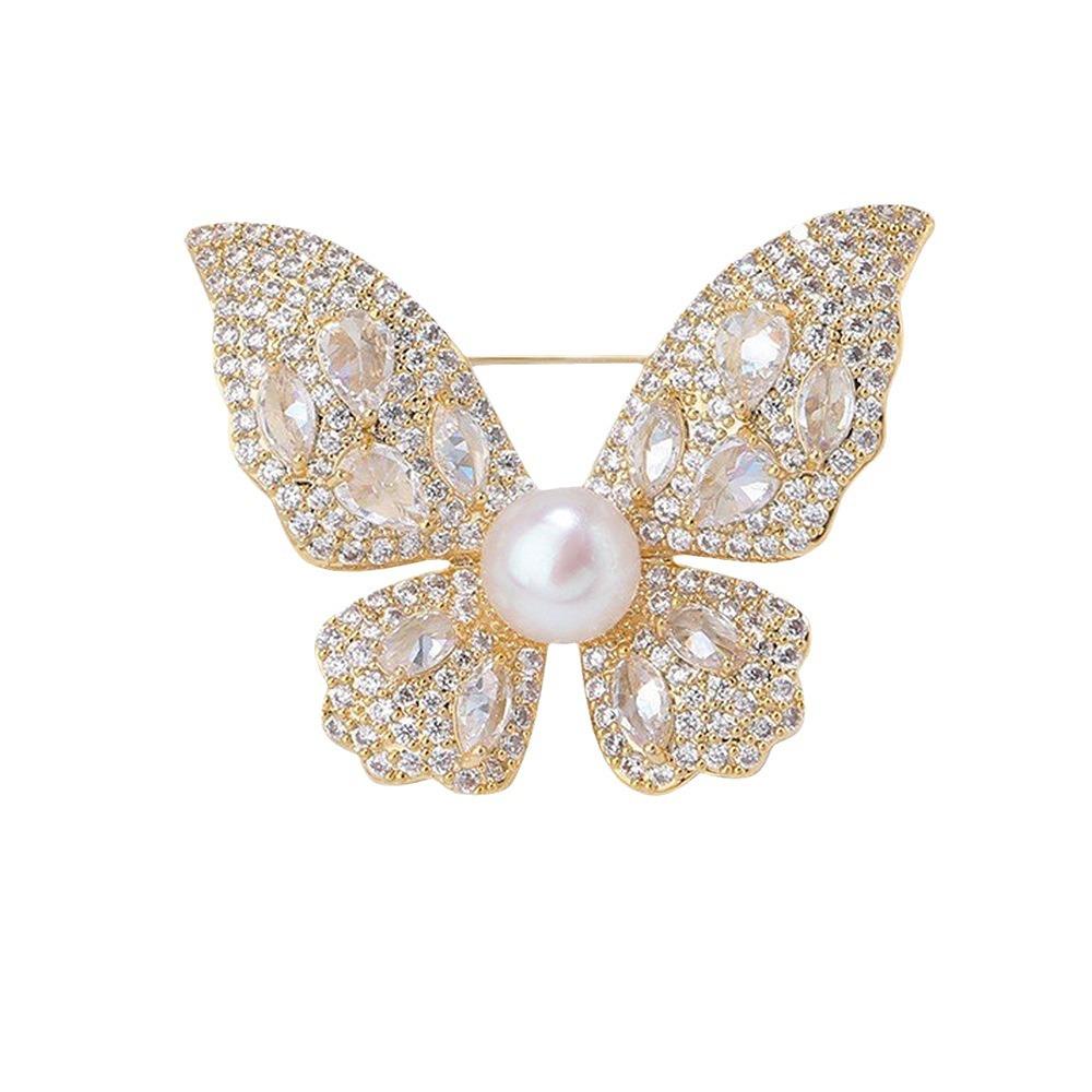 Luxuriöse und modische Schmetterlingsbrosche mit Diamanten für Frauen, vielseitige und personalisierte Kleidungsnadel mit Kristallblumen auf der Brust