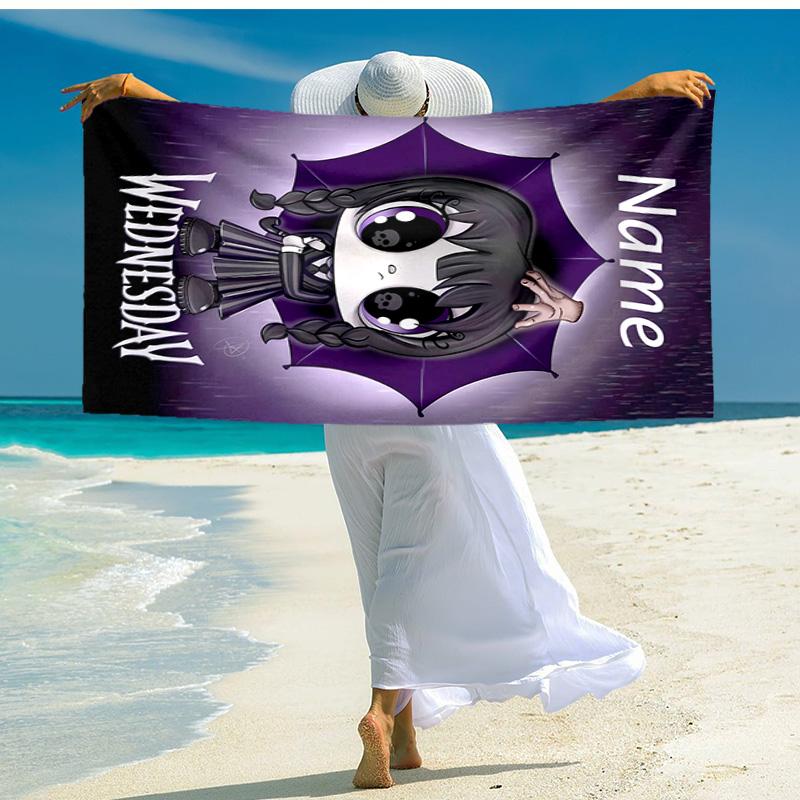 Personalized Customized Proof Beach Towel with Wednesday Addams Pattern - Soft, Absorbent,quick-drying,perfect Swimming,camping&bathing
