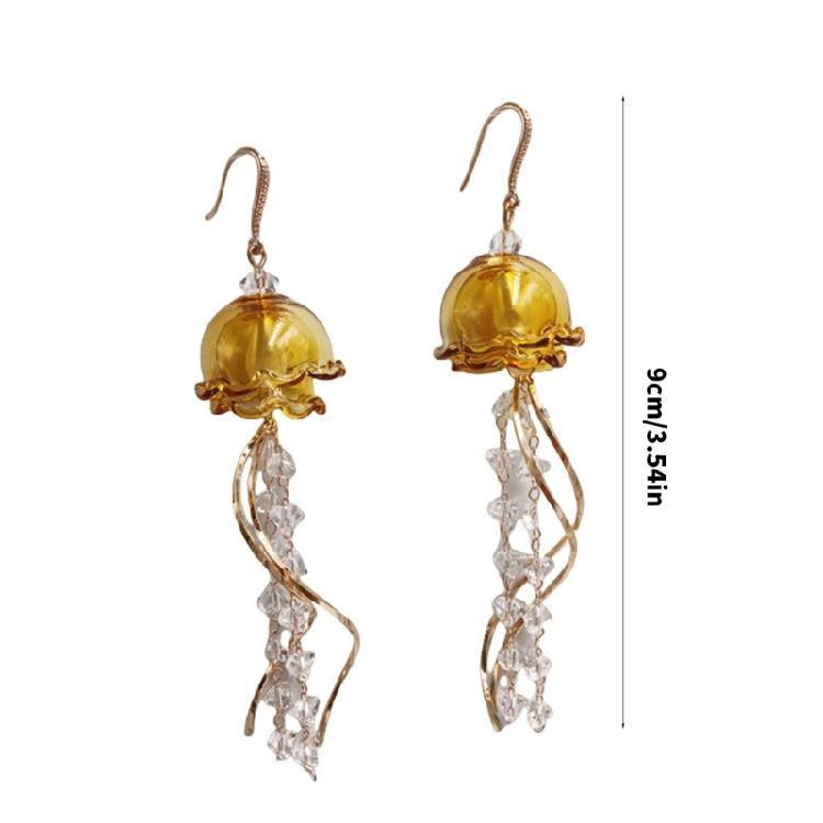 Trendy Watercolor Jellyfish Dangle Earrings Lightweight Acrylic Material Alloy Ear Pendant For Sensitive Skin