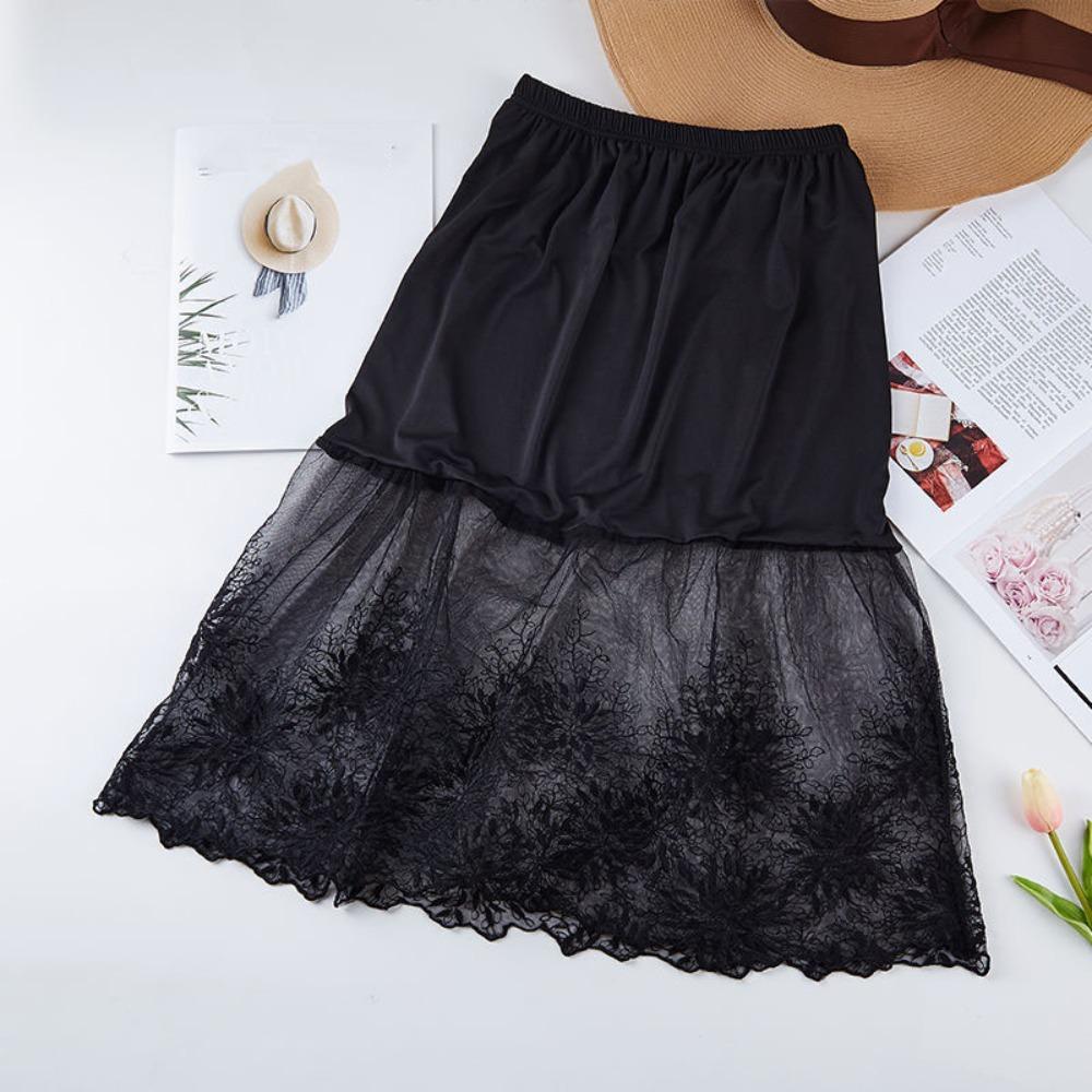 70cm Safety Skirt Petticoat Flower Lining Petticoat Women Soft Lace Underskirt Slips Spring