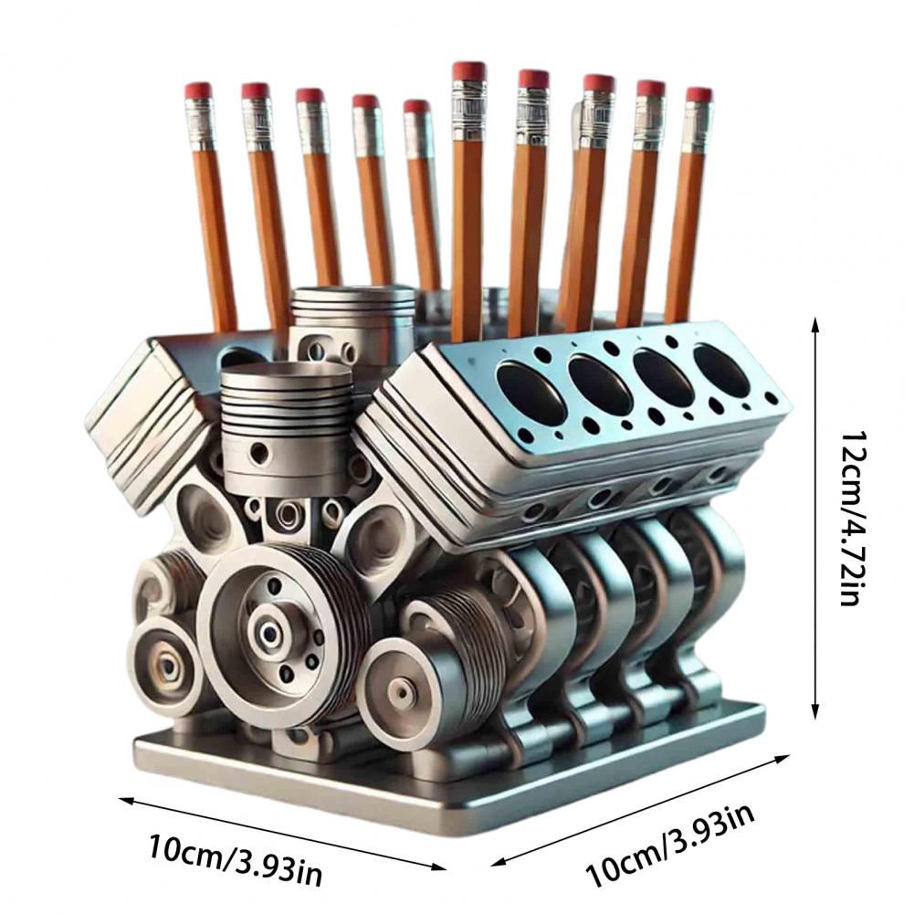 Pen Holder V8 Car Engine Pen Holder Creative Desktop Office Stationery Organizer for Home Office Decor Desktop Ornament