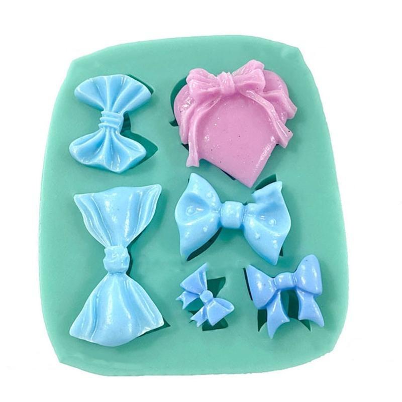 Mini Love Heart Bow Silicone Mold Handmade Soap Making Mould for DIY Baking Fondant Chocolate Wedding Cake