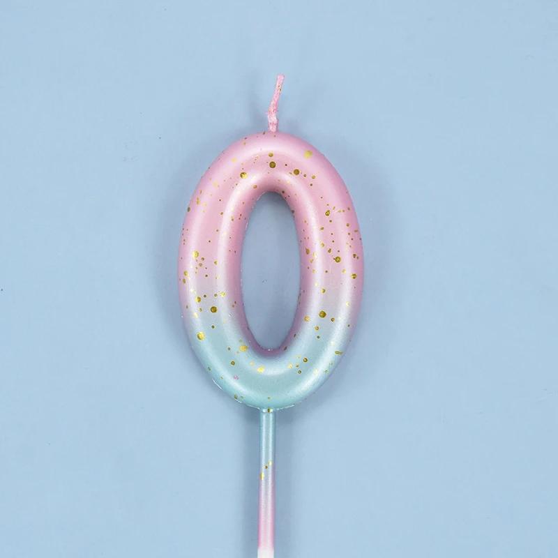 Gâteau d'anniversaire décoré, bougie numérique colorée interstellaire, bougie délicate de couleur bonbon pour enfants, numéro de 0 à 9, décoration de fête