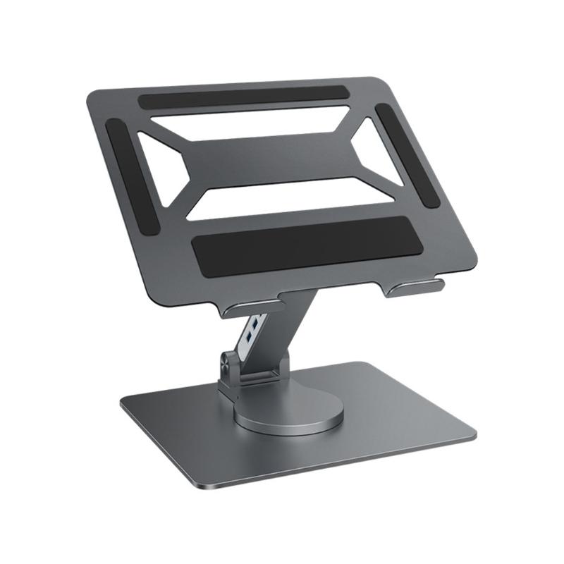 

360 Degree Rotating Foldable Laptop Stand With Built In Multi Port Hub Ergonomic Height Adjustment Aluminum Portable Design For Office Home Gaming 1