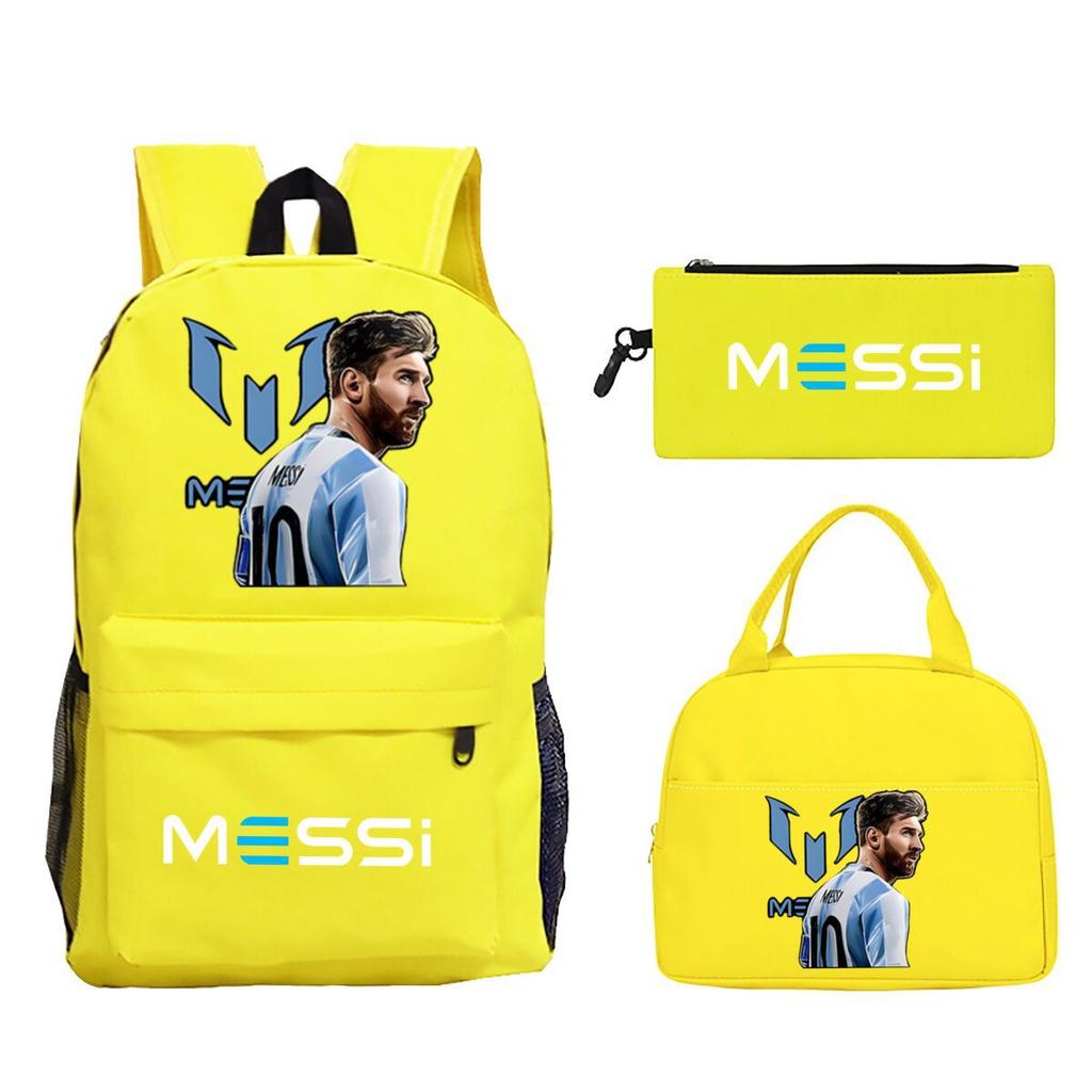 Football Star Peripheral Printed Backpack, Primary And Secondary School Children'S Three-Piece Simple Schoolbag