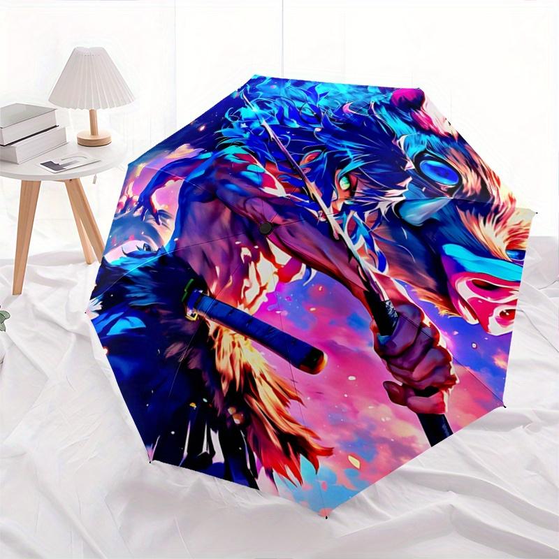 

1pc Blue Beast Warrior Automatic Opening and Closing Cartoon Umbrella, Lightweight 3-Fold, With Cute Cartoon Characters, Suitable for Home, Outdoor an