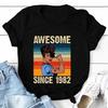Vintage 1982 Tee Shirt Women Tees Camisetas Mujer Short Sleeve T Shirts T-shirts for Women Awesome Since 1982 Top Women Tshirts