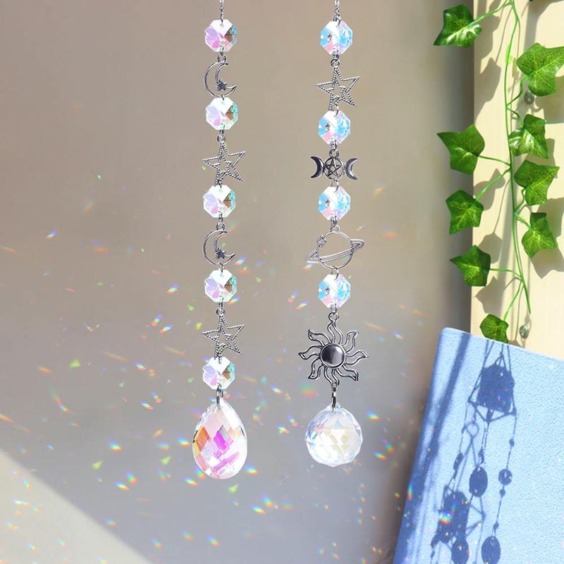 Crystal Suncatcher Heart Shape Window Wind Chimes Hanging Colorful Rainbow Prism Shinny Drop Bell Indoor Outdoor Home Decoration