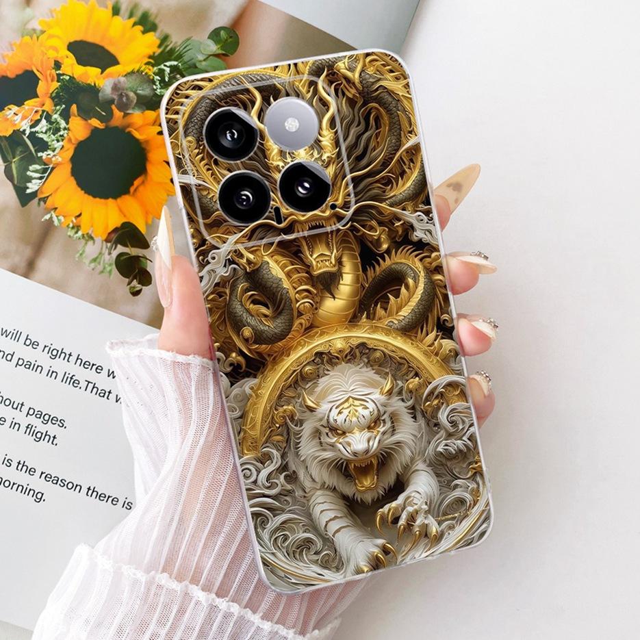 For Xiaomi Mi 14 Pro Case Cute Lion Fashion Painted Cover Soft Silicone Slim Phone Case For Xiaomi 14 Pro Mi14 Pro Fundas Bumper