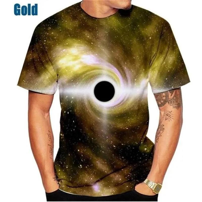 3D-gedruckte Weltraum-Planet Herren-T-Shirts Galaxie Äußeres Muster T-Shirts Sommer Harajuku Locker Rundhals Kurzarm Tops