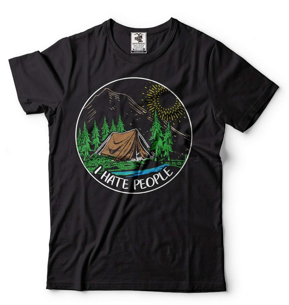 Funny Camping Shirt I Hate People Shirt Camper Hiking Outdoor Camping Shirt Unisex T-Shirt XXL
