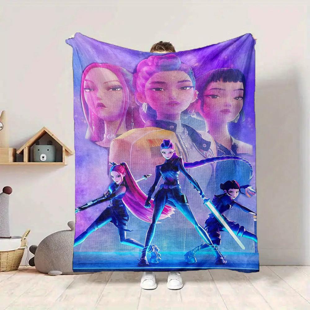 1PC K POP Demon Hunters, Huntrix Blanket, Throw For Sofa, Bed, Travel, Camping, Livingroom,