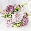 Artificial Flowers Fake Silk Peony Vases Flower Bouquets Home Room Decoration Garden Flower Garlands Wedding Bridal Accessories