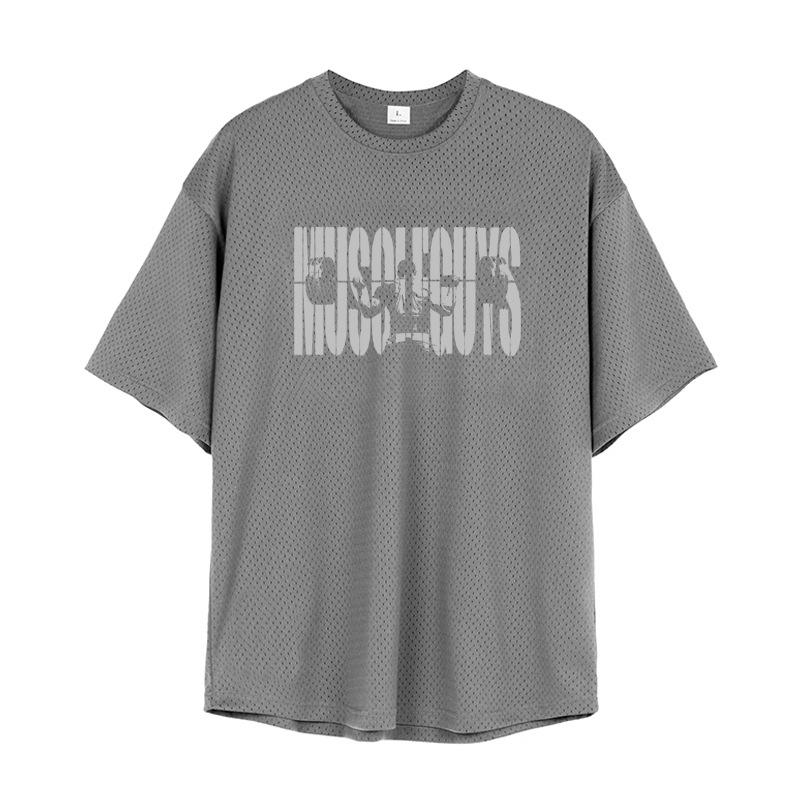 

Men s Plus Size Mesh Short Sleeve Quick-Dry Fitness T-Shirt M
