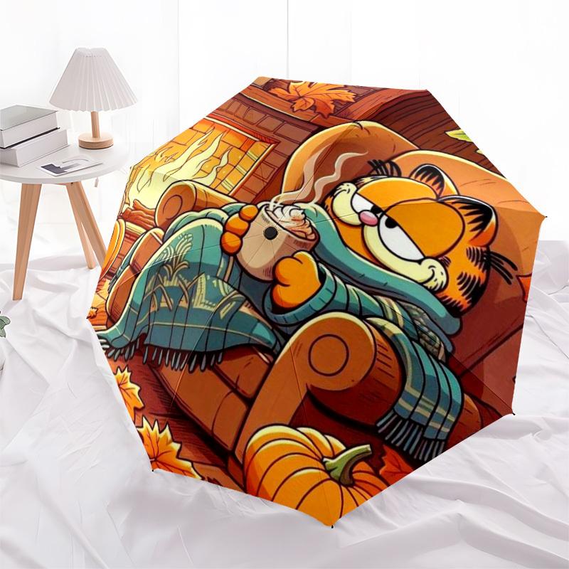 1pc Garfield Automatic Umbrella with 8-Rib Compact Design, Foldable & Portable for Outdoor Leisure, Outdoor Umbrella yy250924192