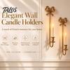 Wall Mounted Candle Holder 2Pcs Holders, Metal French Style Taper Sconces, Retro Home Soft Furnishing Bow with Wax Tray for Living Room Bedroom Dining