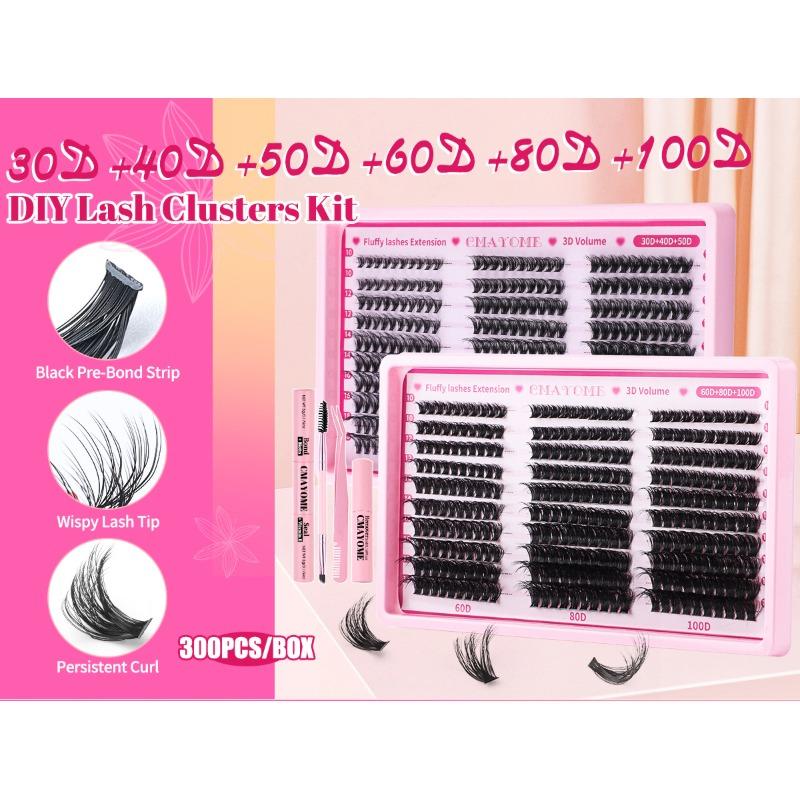 DIY Segmentierte Cluster-Wimpern D-Schwung Gemischtes Pack 300 Cluster Große Kapazität Natürliche Dichte Wimpern