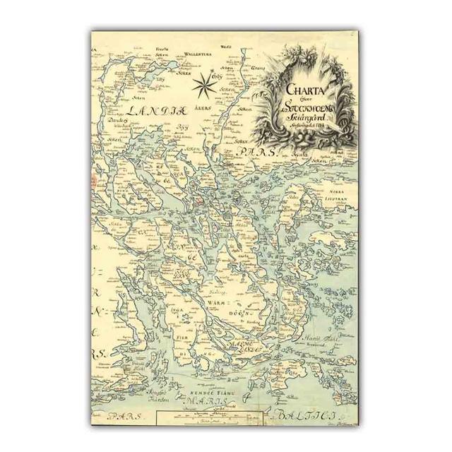 

Скандинавское ретро-искусство карта холст картина морская карта постер офис настенная живопись гостиная коридор украшение дома фреска без рамки 21*30cm No Frame