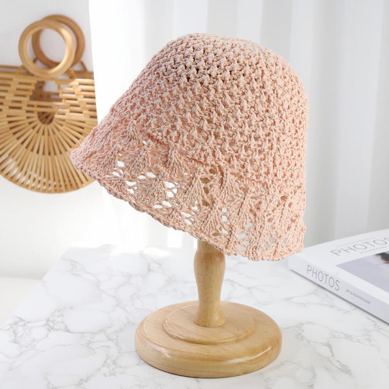 Women's Straw Hat Summer Sun Protection Breathable Hat Hollowed Out Sun Protection Fisherman Hat Mesh Hat