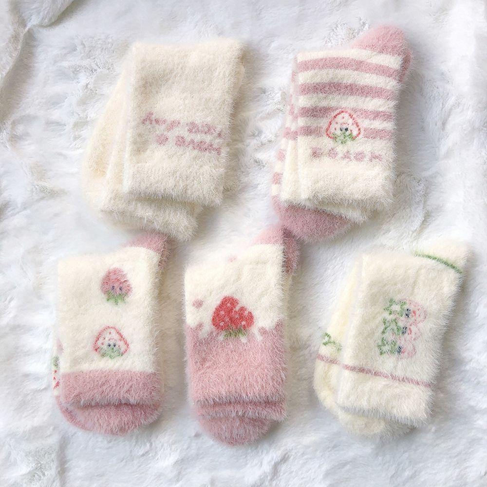 Cute Sleep Socks Stripe Wool English Alphabet Japanese Style Socks Cotton Socks Hosiery Women Short Socks