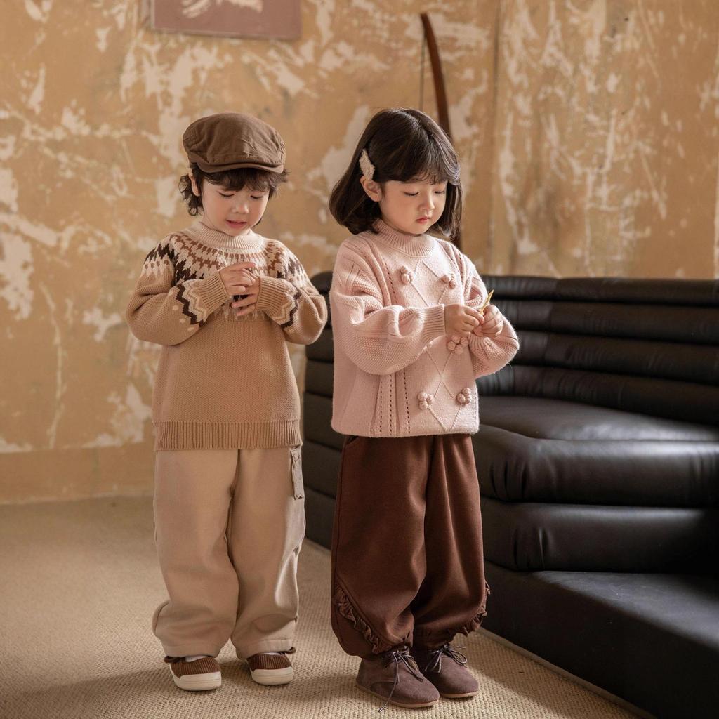 Rundhals Jacquard Strickpullover für Jungen & Mädchen - Winterverdickt für kleine & mittelgroße Kinder 2025