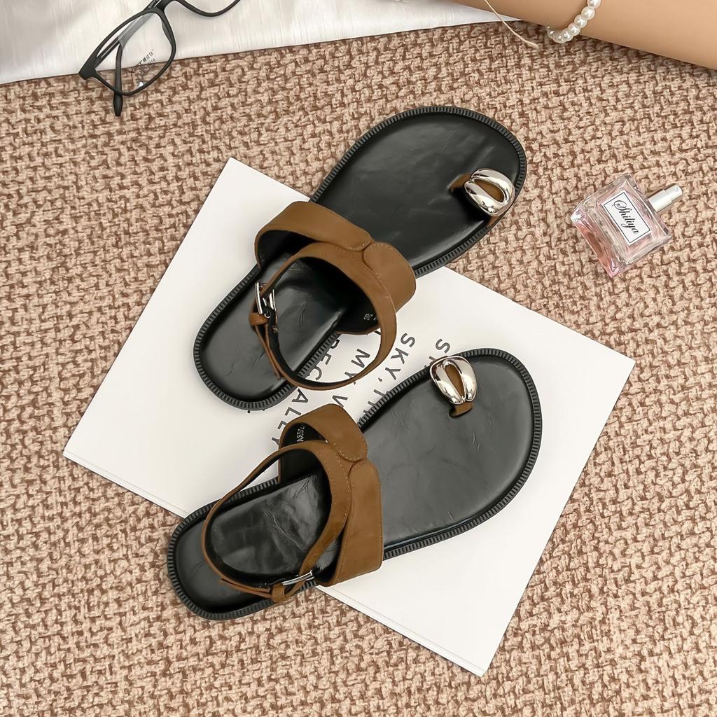 One-word with set of toe cool slippers women's summer versatile flat-soled sandals women's soft soles are not tired of feet, fashionable Huizhou women