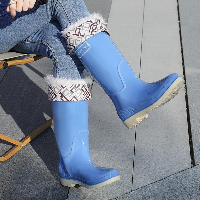 New fashion rain shoes women's adult high rain boots waterproof and non-slip outer wear rubber shoes water shoes