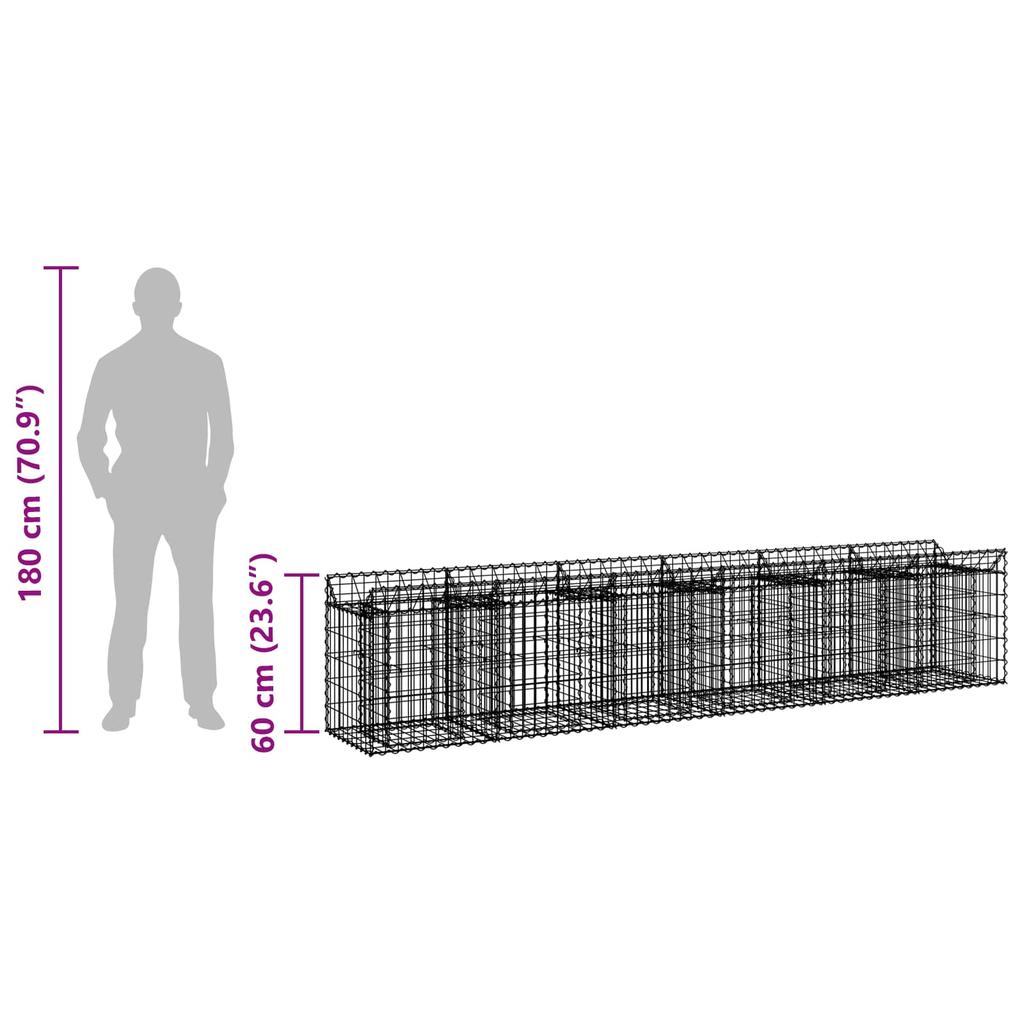 Gabion Raised Bed Set 2 Pcs Silver