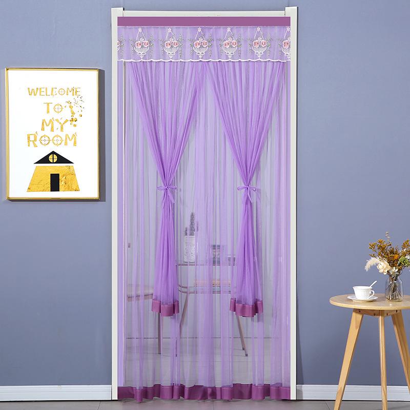 Lace Door Curtain: Anti-Mosquito, Insect-Resistant, Light-Filtering Mesh Partition for Bedroom & Kitchen, No-Punch Installation