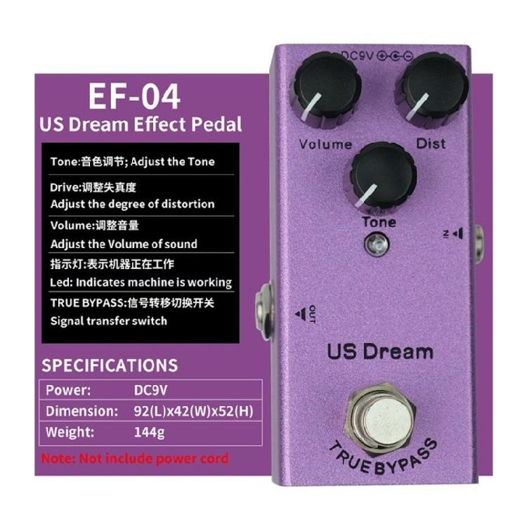 Electric Guitar Effects Pedal Single Type 9V Guitar Vintage Overdrive Effects Pedal for Stage Live Studio Easy to Use