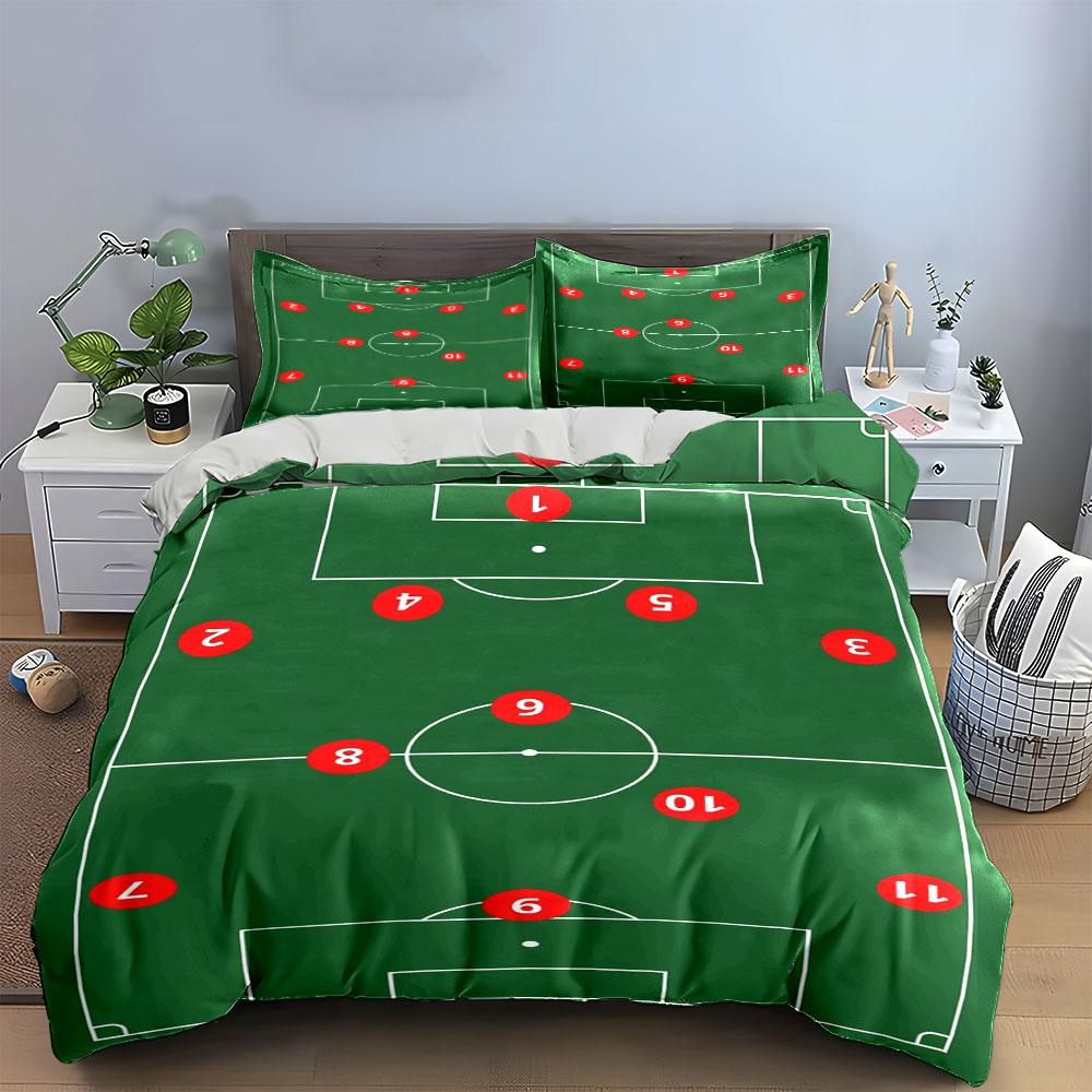 Campo da calcio con numeri. Set lenzuola Set copripiumino Copripiumini Federe(1*Copripiumino 2*Federe senza imbottitura piumone)