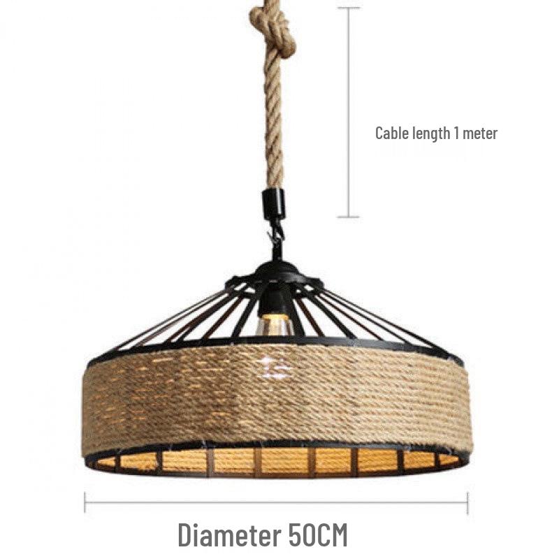 Rustic Industrial Hemp Rope Pendant Light - Yurt & Bar Lighting