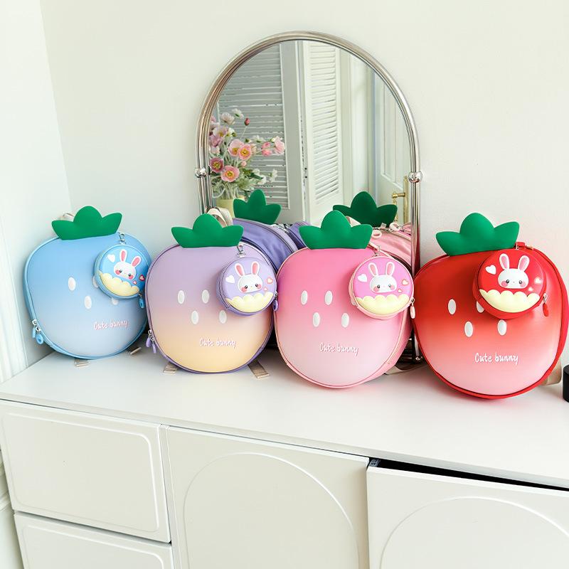 Cute Strawberry-shaped Eggshell Backpack for Children, A Casual and Fashionable Backpack for Boys and Girls