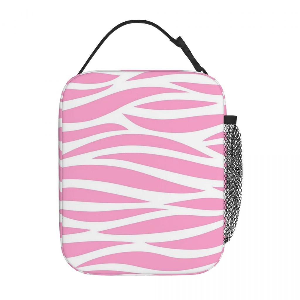 Zebra Patroon Roze Zebra Strepen Geïsoleerde Lunchtas voor Vrouwen Kantoor Koeler Thermische Voedseldoos Tote Lunchboxen Container