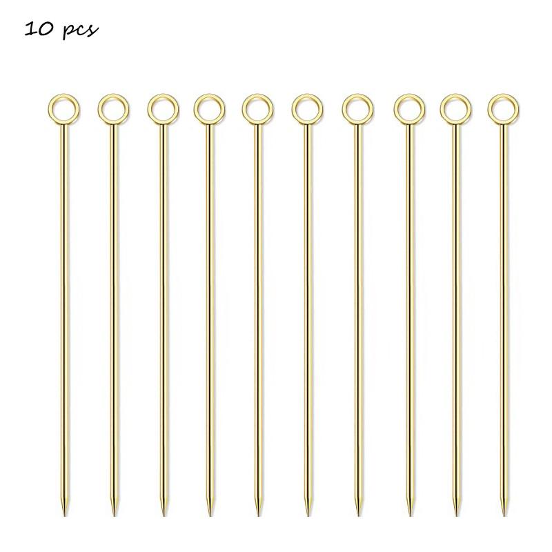 

10 Pcs 304 Stainless Steel Food Picks Reusable Cocktail Sticks Reusable Drink Picks Martini Picks Toothpicks Fruit Picks