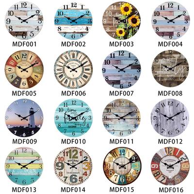 12" Retro Wooden Wall Clock for Living Room - Silent Design