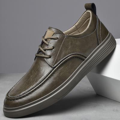 Tênis masculinos clássicos respiráveis, calçados casuais masculinos de couro legítimo, calçados masculinos de caminhada com cadarço, calçados antiderrapantes para homens