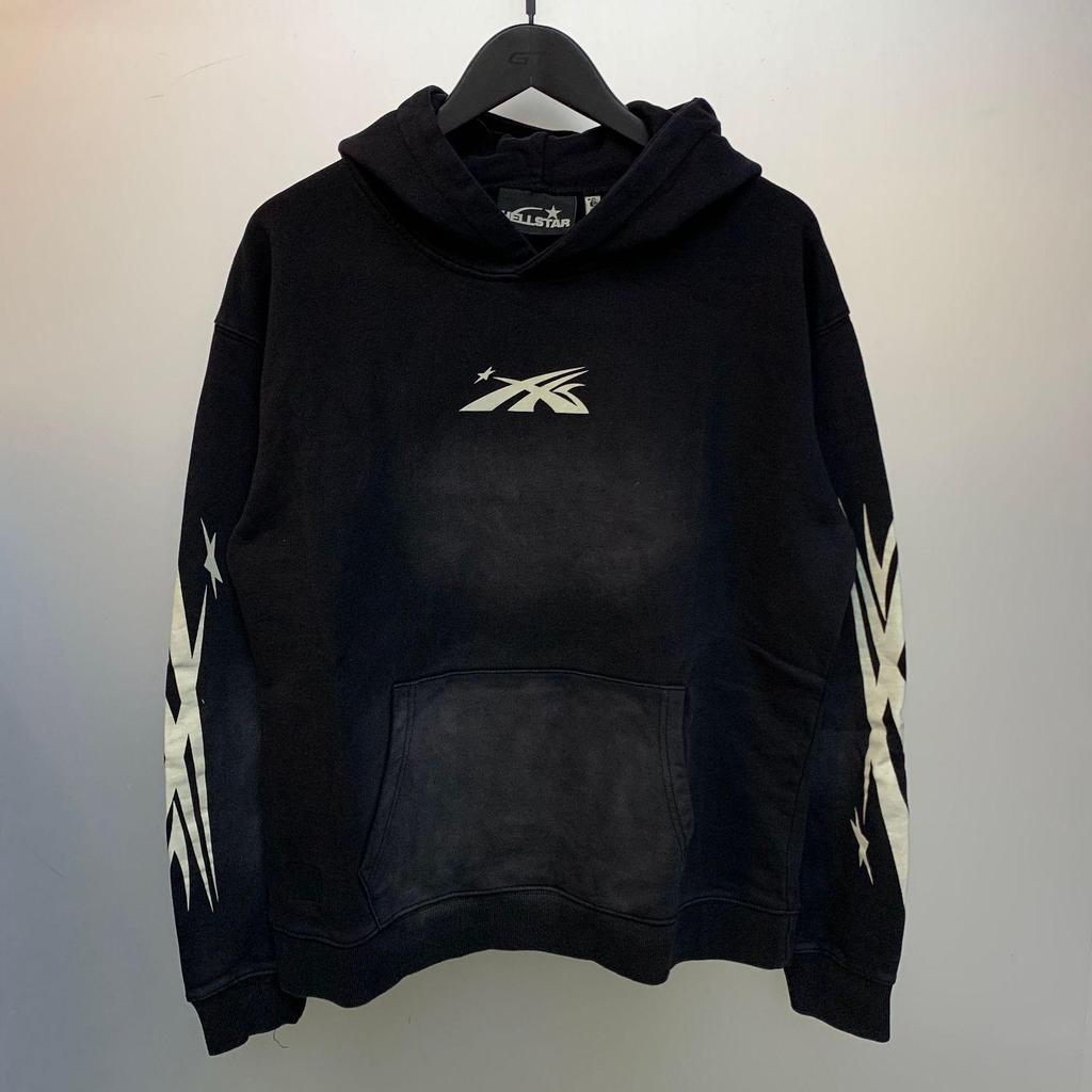 Hellstar Ausgefranster Retro Lockerer Reißverschluss Reiner Baumwoll Hoodie - Amerikanischer Hip Hop Stil